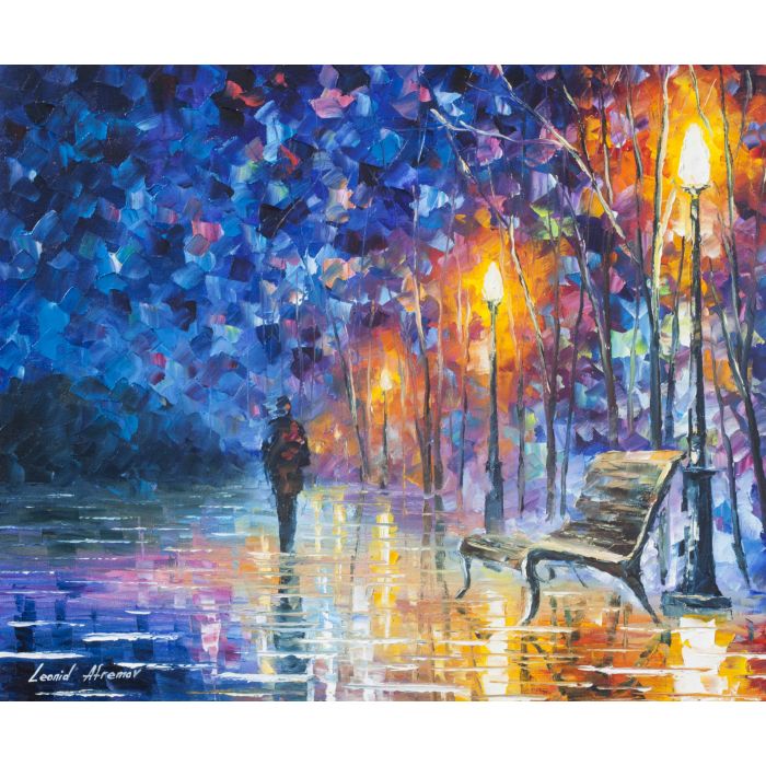 alley by the lake, alley by the lake Leonid Afremov, Leonid Afremov alley by the lake